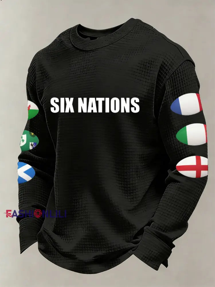 Men’s Long-Sleeved Shirt With Six Nations Rugby Championship-Inspired Print A / S