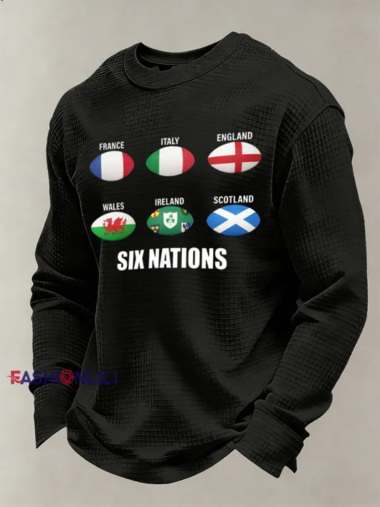Men’s Long-Sleeved Shirt With Six Nations Rugby Championship-Inspired Print A / S