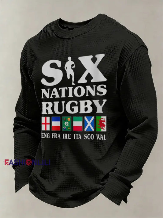 Men’s Long-Sleeved Shirt With Six Nations Rugby Championship-Inspired Print A / S