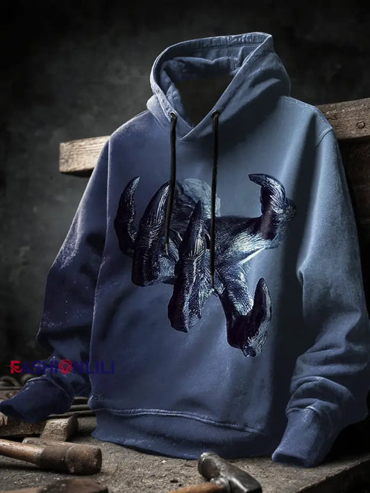 Men’s Loose Halloween Printed Long Sleeve Sweatshirt Hoodie As picture / S