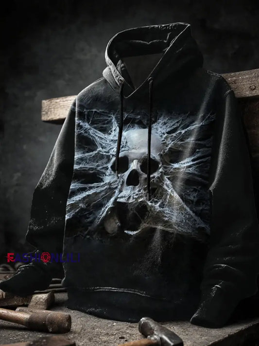 Men’s Loose Halloween Printed Long Sleeve Sweatshirt Hoodie As picture / S
