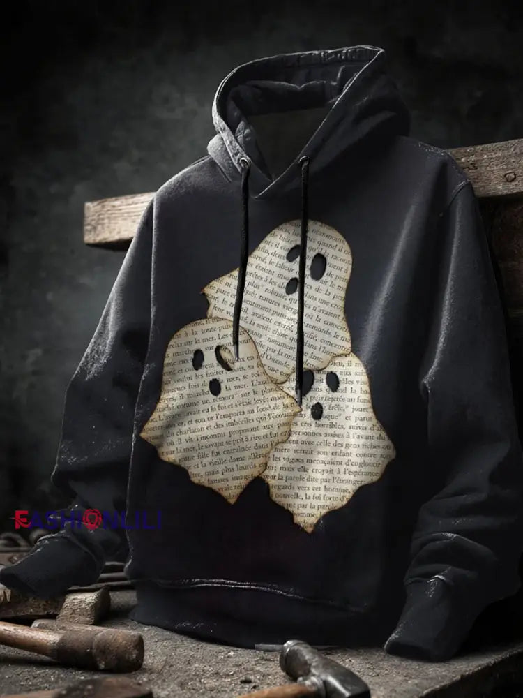 Men’s Loose Halloween Printed Long Sleeve Sweatshirt Hoodie As picture / S
