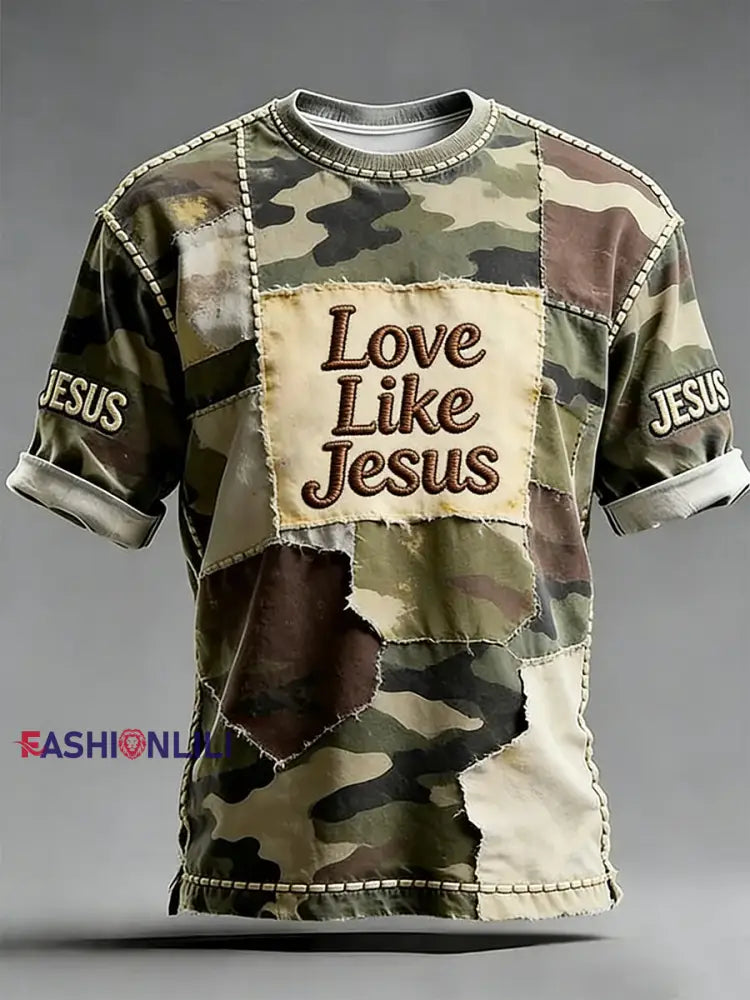 Men’s Love Like Jesus Print Short Sleeve T-shirt As picture / S
