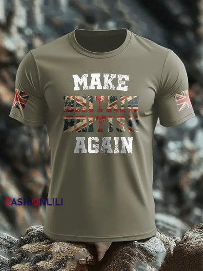 Men’s Make Britain British Again Printed T-shirt Army Green / S