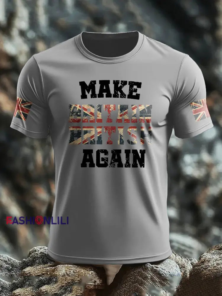 Men’s Make Britain British Again Printed T-shirt Light Gray / S