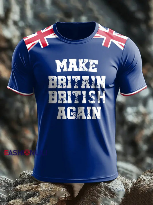 Men’s Make Britain British Again Printed T-shirt Royal Blue / S