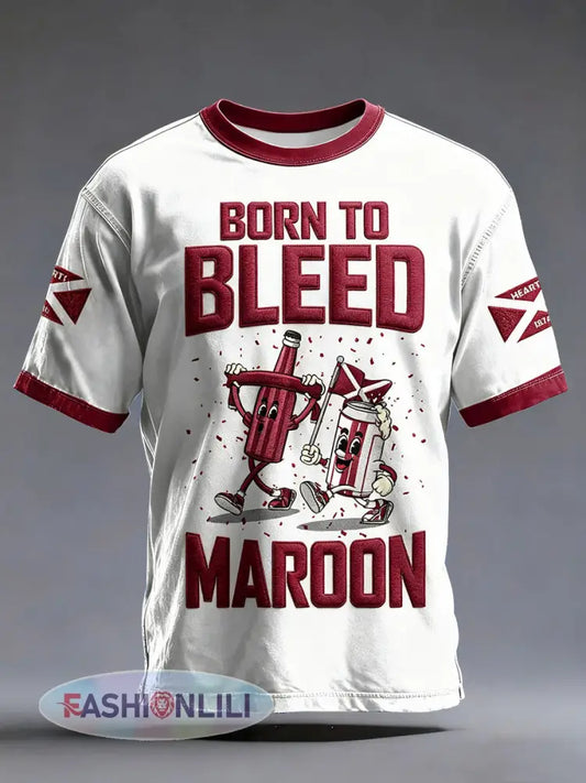 Men’s Maroon Hearts Football Lover Printed T-shirt - White / S