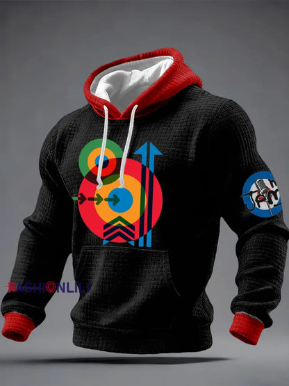 Men’s Mod Target Arrows 60s Pop Art The Jam Checkered Cotton Hoodie Black / S