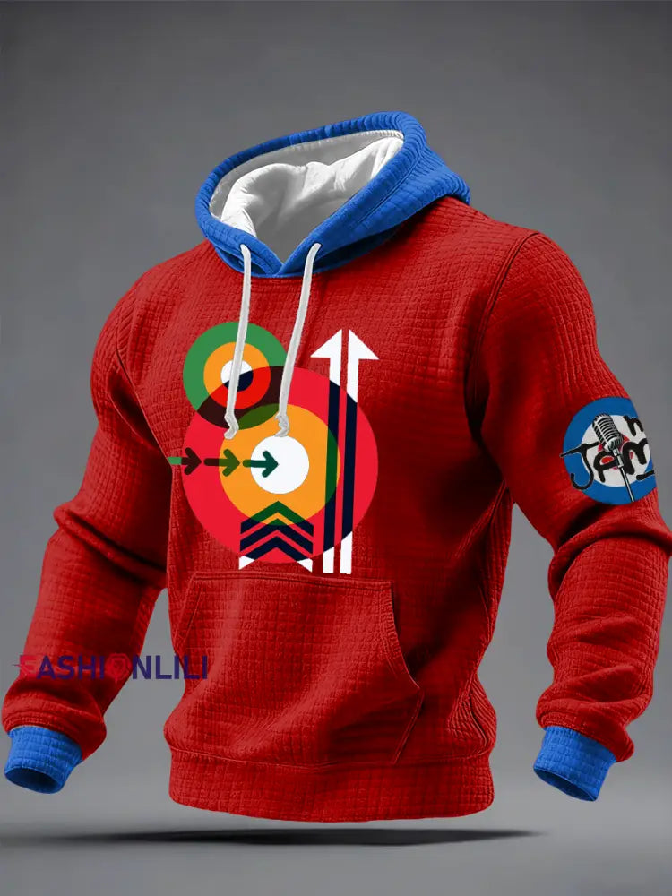 Men’s Mod Target Arrows 60s Pop Art The Jam Checkered Cotton Hoodie Red / S