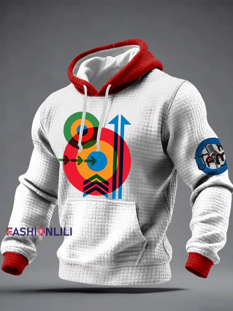 Men’s Mod Target Arrows 60s Pop Art The Jam Checkered Cotton Hoodie White / S