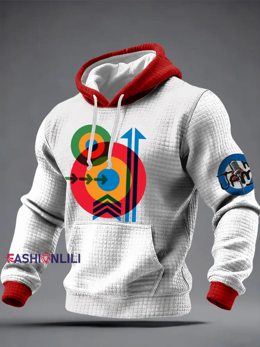 Men’s Mod Target Arrows 60s Pop Art The Jam Checkered Cotton Hoodie White / S