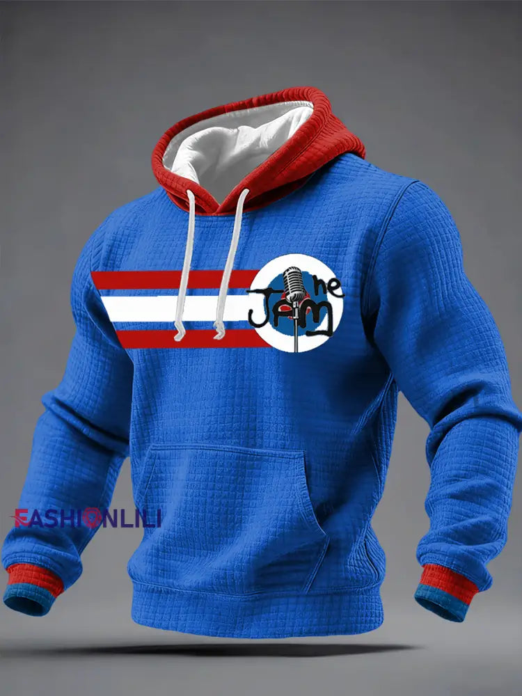 Men’s Modfather UK Music Mods Lover Checkered Cotton Hoodie Blue / S