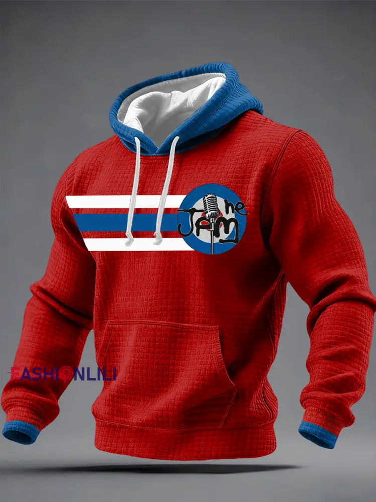 Men’s Modfather UK Music Mods Lover Checkered Cotton Hoodie Red / S