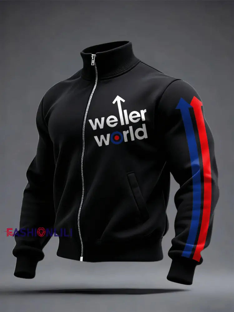 Men’s Modfather UK Music Mods Lover Printed Coat Black / S