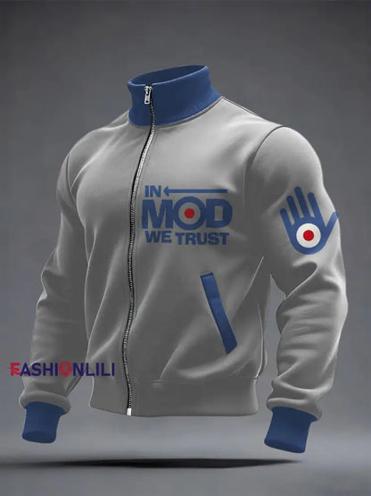 Men’s Modfather UK Music Mods Lover Printed Coat Light Gray / S