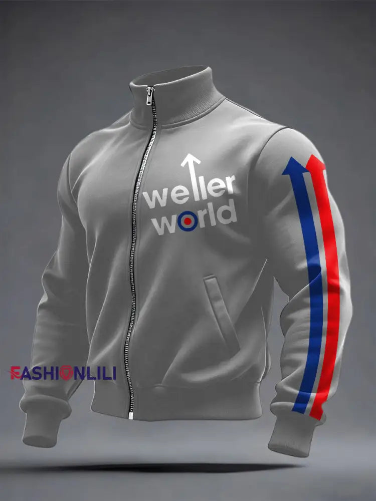 Men’s Modfather UK Music Mods Lover Printed Coat Light Gray / S