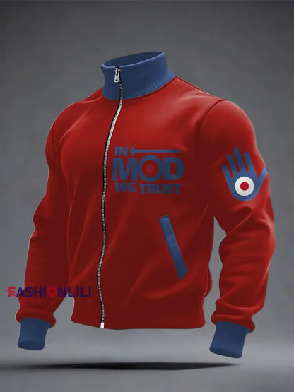 Men’s Modfather UK Music Mods Lover Printed Coat Red / S