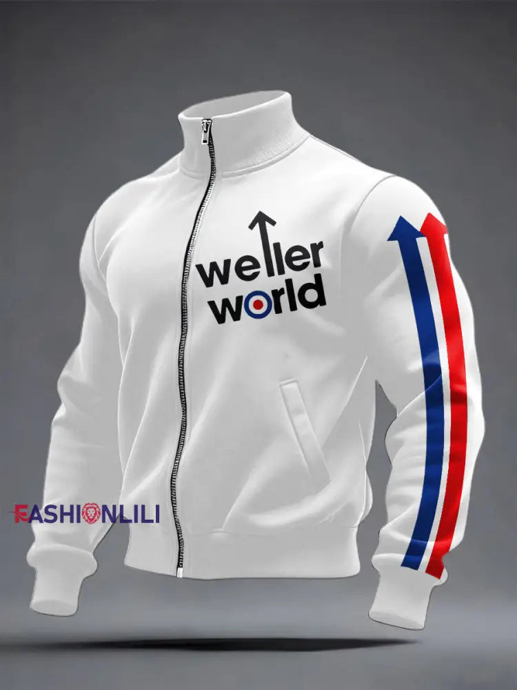 Men’s Modfather UK Music Mods Lover Printed Coat White / S