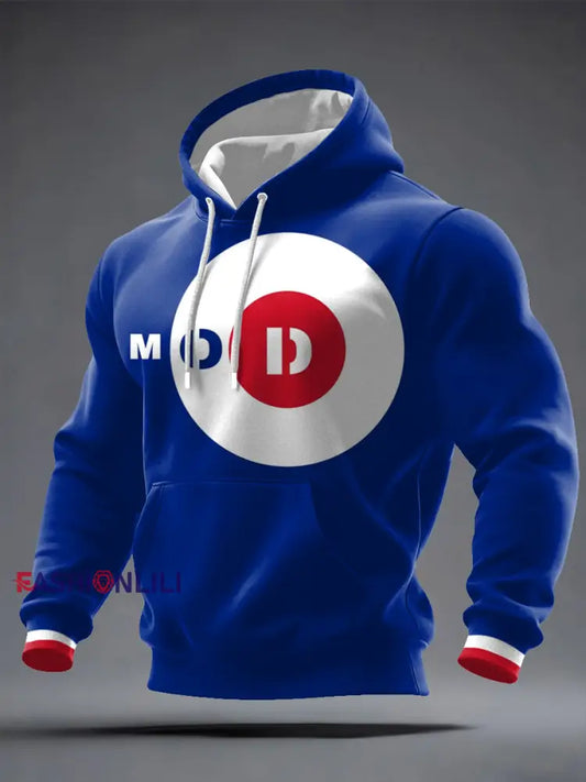 Men’s Modfather UK Music Mods Lover Printed Hoodie Royal Blue / S