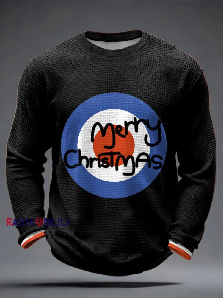 Men’s Modfather UK Music Mods Lover Printed Waffle Tops Black / S