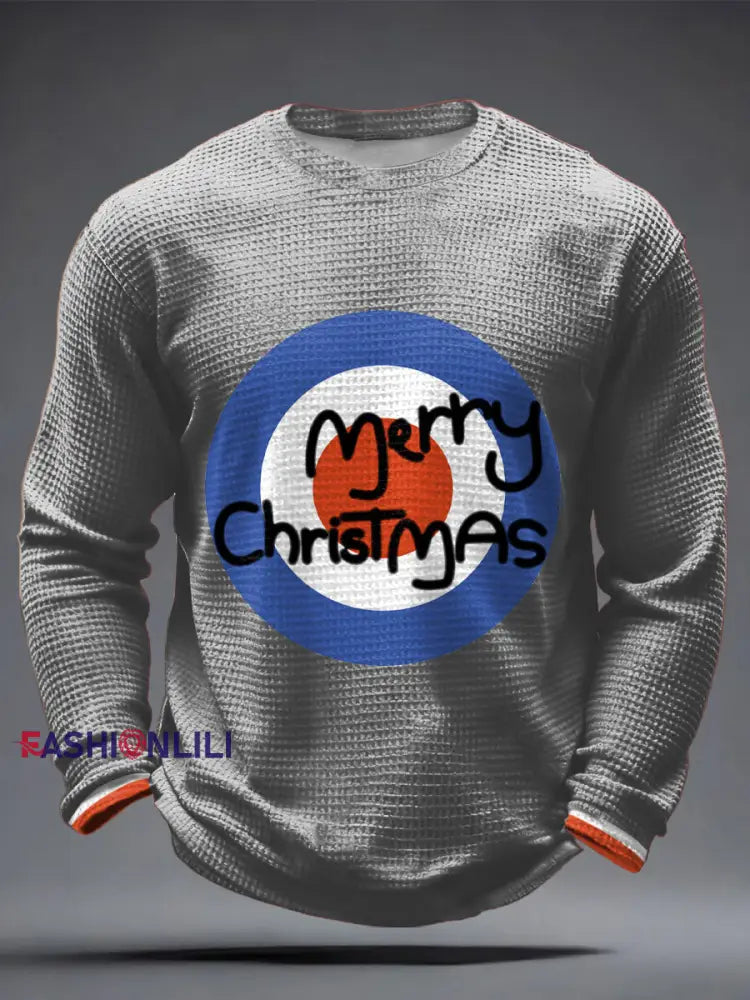 Men’s Modfather UK Music Mods Lover Printed Waffle Tops Light Gray / S