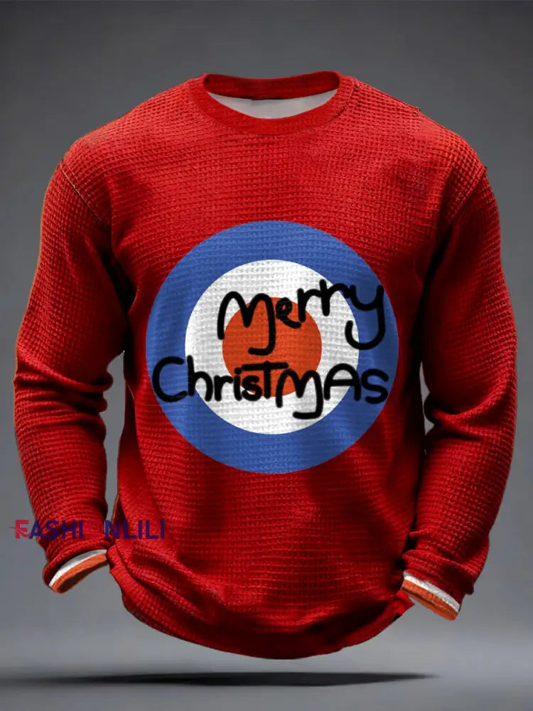 Men’s Modfather UK Music Mods Lover Printed Waffle Tops Red / S