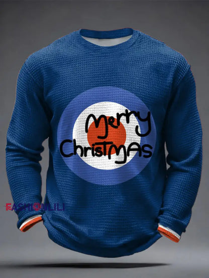 Men’s Modfather UK Music Mods Lover Printed Waffle Tops Royal Blue / S