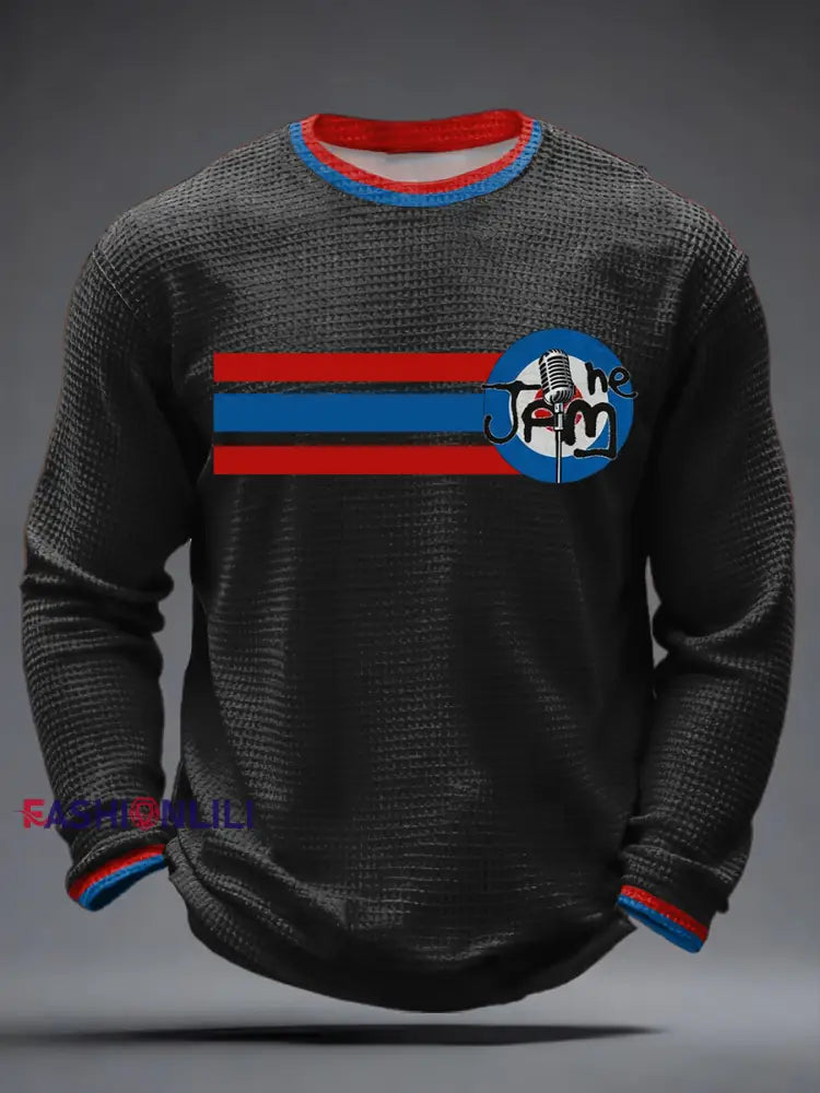 Men’s Modfather UK Music Mods Lover Waffle Long Sleeve T-Shirt Black / S