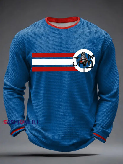 Men’s Modfather UK Music Mods Lover Waffle Long Sleeve T-Shirt Blue / S