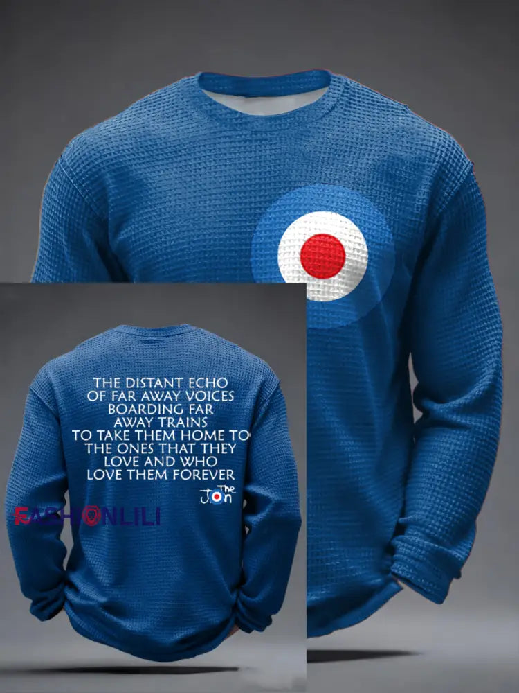 Men’s Modfather UK Music Mods Lover Waffle Long Sleeve T-Shirt Blue / S