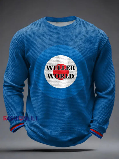 Men’s Modfather UK Music Mods Lover Waffle Long Sleeve T-Shirt Blue / S