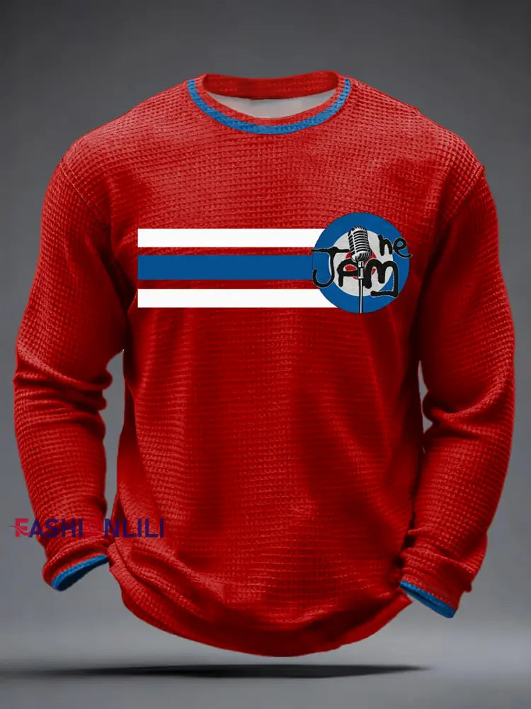 Men’s Modfather UK Music Mods Lover Waffle Long Sleeve T-Shirt Red / S
