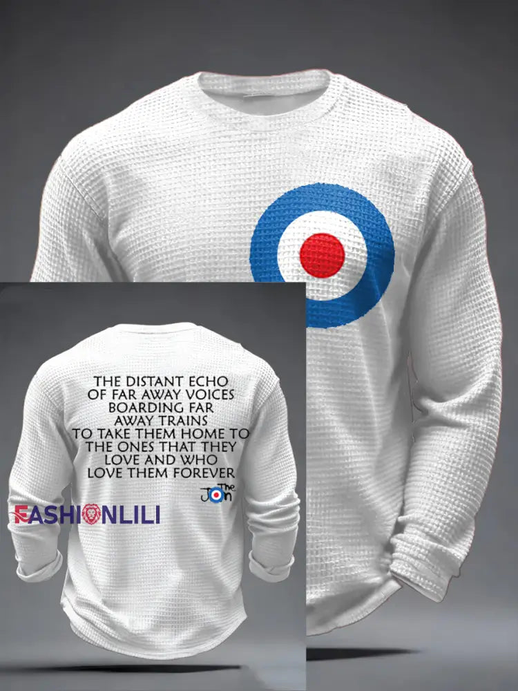 Men’s Modfather UK Music Mods Lover Waffle Long Sleeve T-Shirt White / S