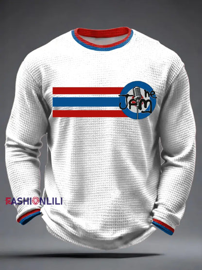 Men’s Modfather UK Music Mods Lover Waffle Long Sleeve T-Shirt White / S