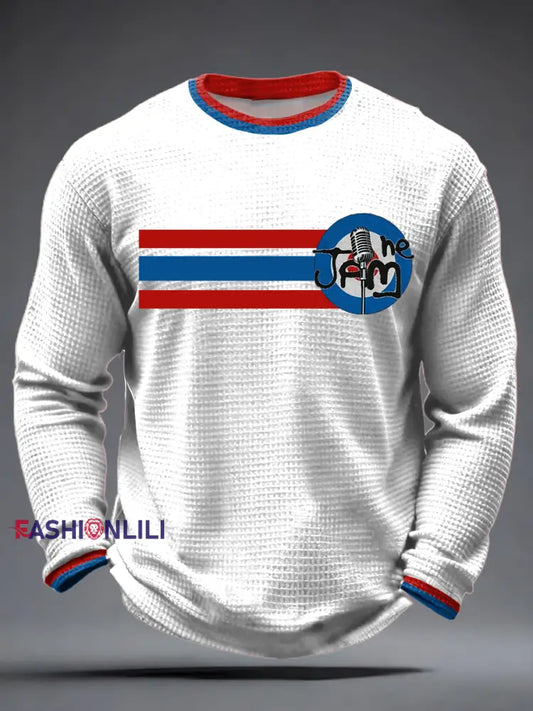 Men’s Modfather UK Music Mods Lover Waffle Long Sleeve T-Shirt White / S