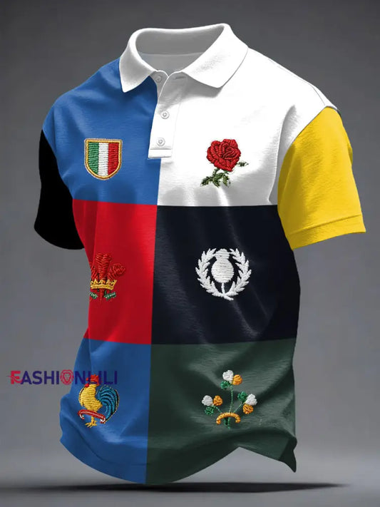 Men’s Nations of Rugby Lover Printed Casual Tops As picture / S
