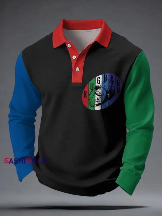 Men’s Nations of Rugby Lover Printed Casual Tops Black / S