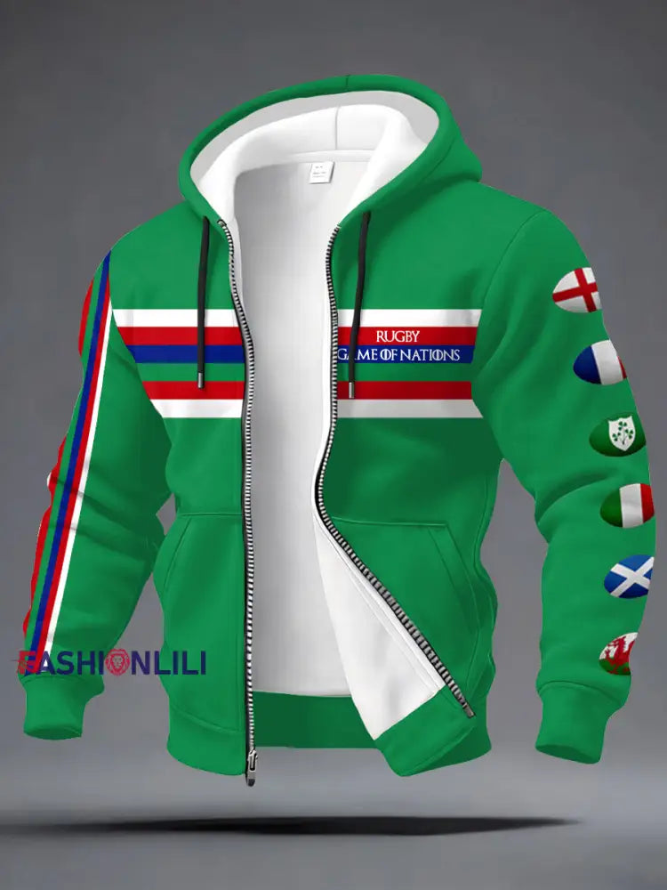 Men’s Nations of Rugby Lover Printed Coat Green / S