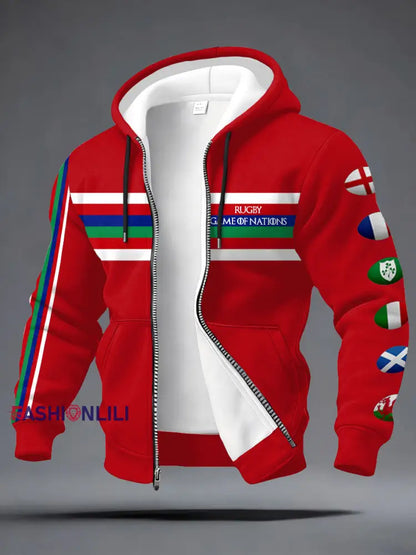 Men’s Nations of Rugby Lover Printed Coat Red / S