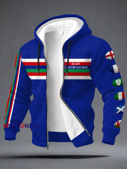 Men’s Nations of Rugby Lover Printed Coat Royal Blue / S