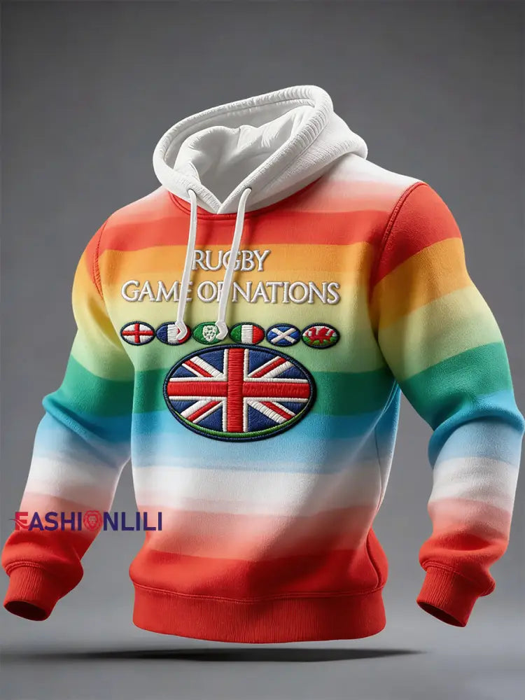 Men’s Nations of Rugby Lover Printed Hoodie A / S