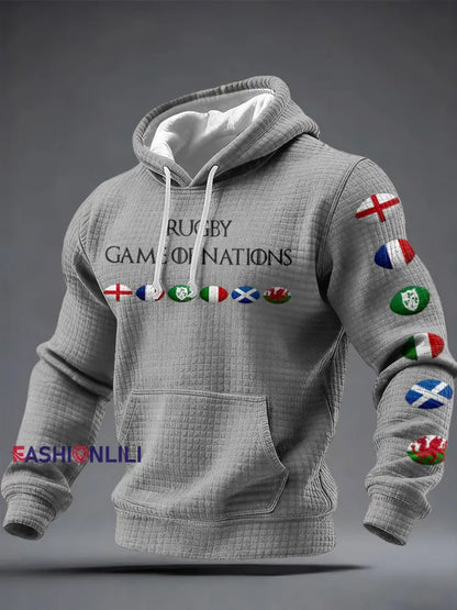 Men’s Nations of Rugby Lover Printed Hoodie Light Gray / S