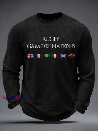 Men’s Nations of Rugby Lover Printed Waffle Tops Black / S
