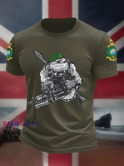 Men’s Navy Veteran Marines Commando Printed T-shirt Army Green / S