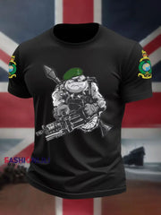 Men’s Navy Veteran Marines Commando Printed T-shirt Black / S