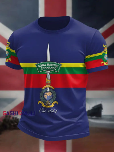 Men’s Navy Veteran Marines Commando Printed T-shirt Navy Blue / S