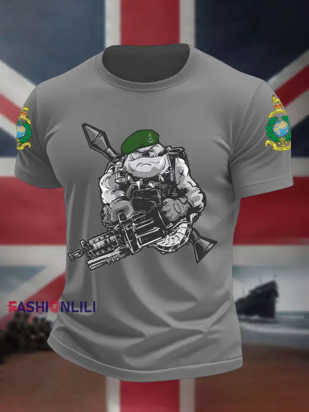 Men’s Navy Veteran Marines Commando Printed T-shirt Light Gray / S