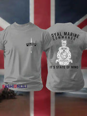 Men’s Navy Veteran Marines Commando Printed T-shirt Light Gray / S