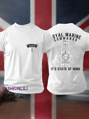 Men’s Navy Veteran Marines Commando Printed T-shirt White / S