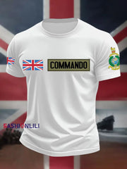 Men’s Navy Veteran Marines Commando Printed T-shirt White / S